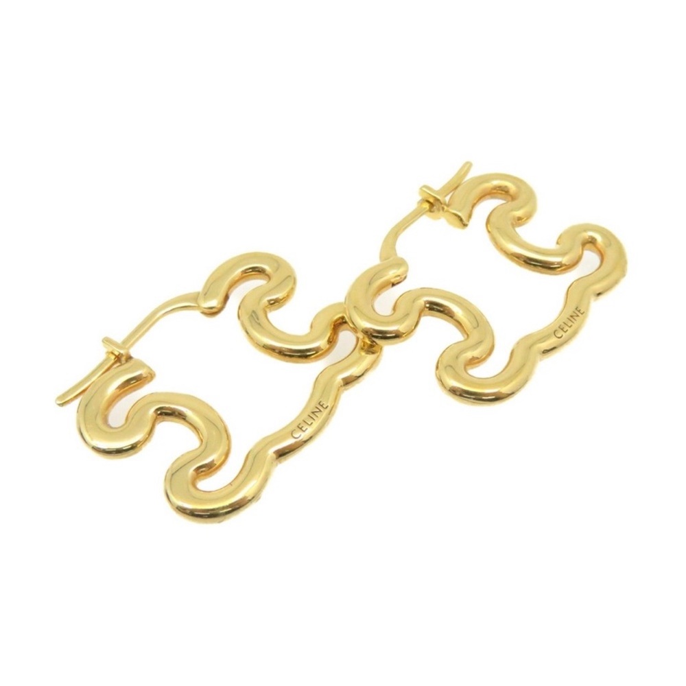 Celine Macadam Logo Gold Earrings Pair With Pouch